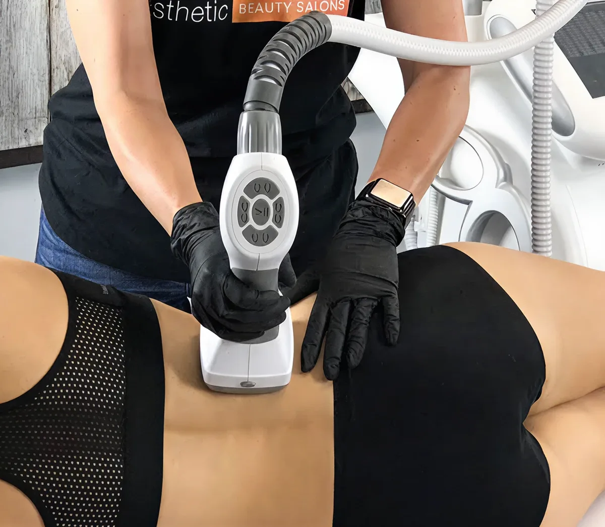 Body sculpting treatment on lower back